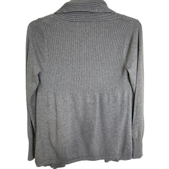 St. John’s Bay Women’s Gray Cotton Ribbed Open Front Knit Cardigan M - Office - Picture 2 of 9